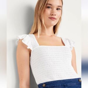 Old Navy White Ruffle Sleeve Blouse Xl Womens Summer Shirt Top Tank New